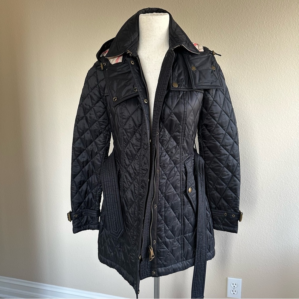 burberry puffer coat black size xs petite